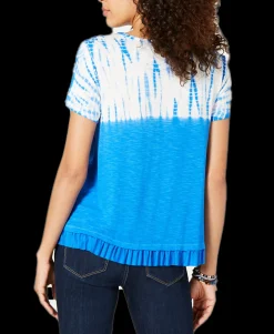 Women's Petite Tie Dye & Ruffle-Hem T-Shirt