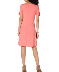 Women's Petite Tie-Sleeve Swing Dress