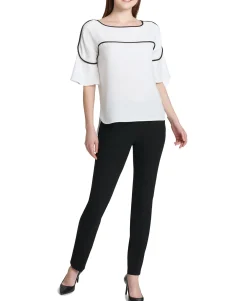 Women's Pipe-Trim Blouse