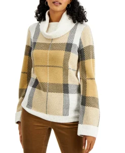 Women's Plaid Cowlneck Sweater