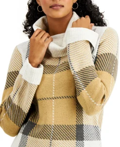 Women's Plaid Cowlneck Sweater