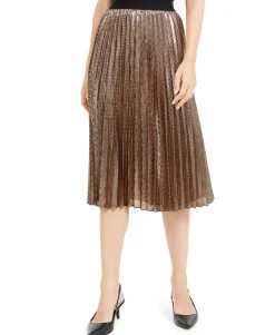 Women's Pleated Metallic Midi Skirt