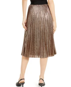 Women's Pleated Metallic Midi Skirt