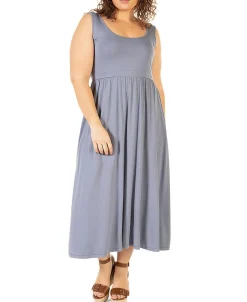 Women's Plus Banded-Waist Knit Midi Dress