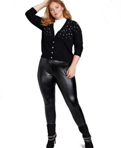 Women's Plus Beaded Cashmere Cardigan