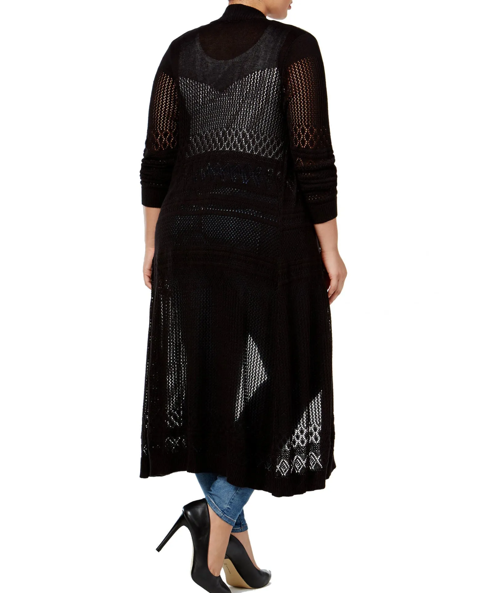 Women's Plus Belldini Pointelle-Stitch Duster Cardigan