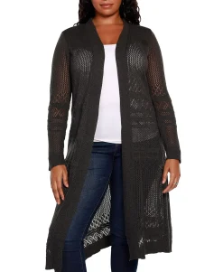Women's Plus Belldini Pointelle-Stitch Duster Cardigan