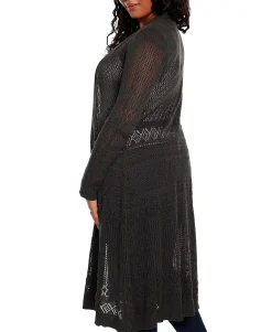 Women's Plus Belldini Pointelle-Stitch Duster Cardigan