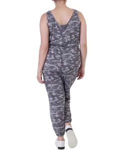 Women's Plus Black Tape Camo-Print Jumpsuit