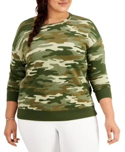 Women's Plus Camo-Print French Terry Sweatshirt