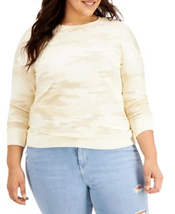 Women's Plus Camo-Print French Terry Sweatshirt
