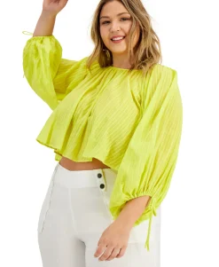 Women's Plus Cotton Cropped Peasant Top