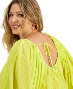 Women's Plus Cotton Cropped Peasant Top