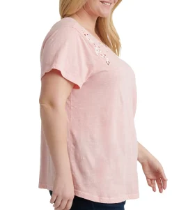 Women's Plus Cotton Eyelet Top