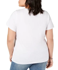 Women's Plus Cotton Eyelet-Pocket Top