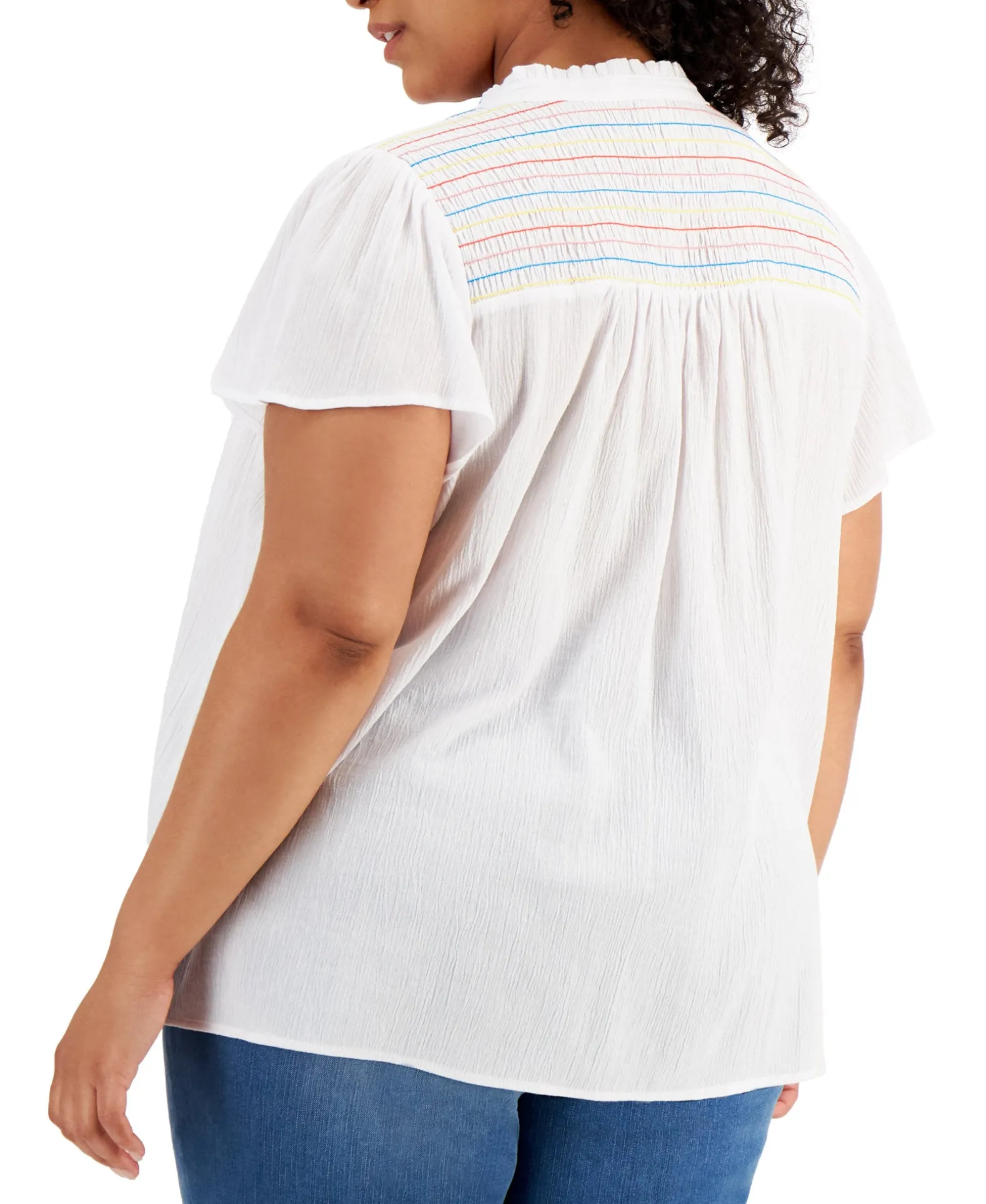 Women's Plus Cotton Smocked Top