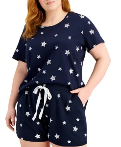 Women's Plus Cotton Star-Print Top