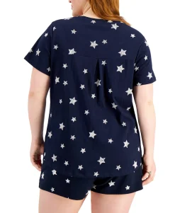 Women's Plus Cotton Star-Print Top