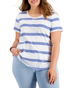 Women's Plus Cotton Striped T-Shirt