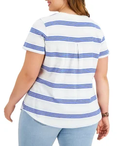 Women's Plus Cotton Striped T-Shirt