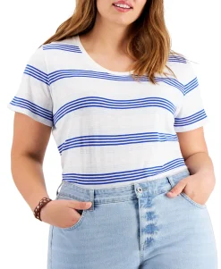 Women's Plus Cotton Striped T-Shirt