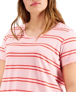 Women's Plus Cotton Striped T-Shirt