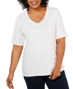 Women's Plus Cotton V-Neck Top