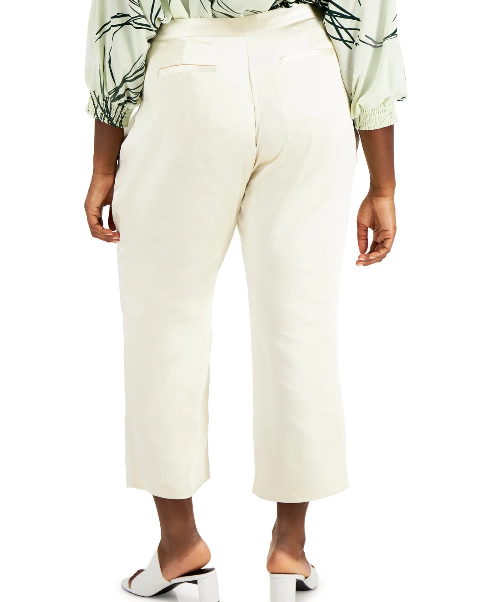 Women's Plus Cropped Satin-Trim Pants