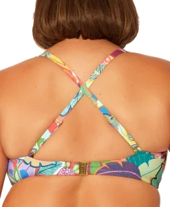 Women's Plus Floral-Print Bikini Top