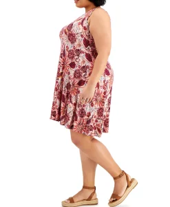 Women's Plus Floral-Print Flip-Flop Dress