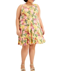 Women's Plus Floral-Print Flip-Flop Dress