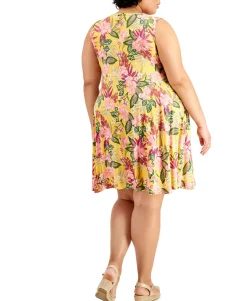 Women's Plus Floral-Print Flip-Flop Dress