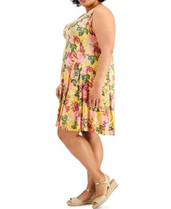 Women's Plus Floral-Print Flip-Flop Dress