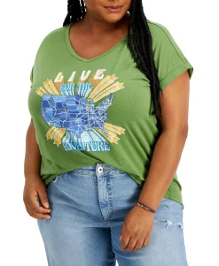 Women's Plus Graphic Print V-Neck T-Shirt