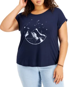 Women's Plus Graphic Print Scoop Neck T-Shirt