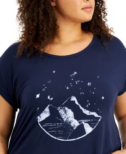 Women's Plus Graphic Print Scoop Neck T-Shirt