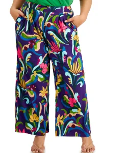 Women's Plus High-Rise Printed Wide-Leg Pants