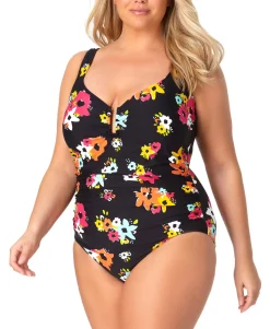 Women's Plus Island Bloom Sweetheart U-Trim One-Piece Swimsuit