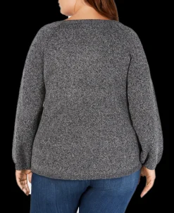 Women's Plus Jacquard Floral Sweater