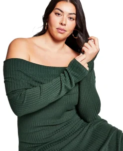 Women's Plus Jeannie Mai X Off-the-Shoulder Dress