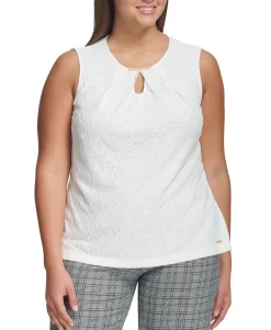 Women's Plus Lace Keyhole Top