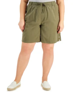 Women's Plus Lisa Cotton Drawstring-Waist Shorts