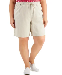 Women's Plus Lisa Cotton Drawstring-Waist Shorts