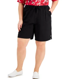 Women's Plus Lisa Cotton Drawstring-Waist Shorts