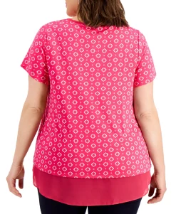 Women's Plus Mina Contrast-Trim Top