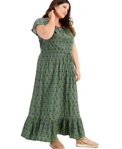 Women's Plus On/Off-Shoulder Maxi Dress