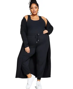 Women's Plus Petite Trendy Ribbed Knit Duster