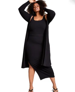 Women's Plus Petite Trendy Ribbed Knit Duster