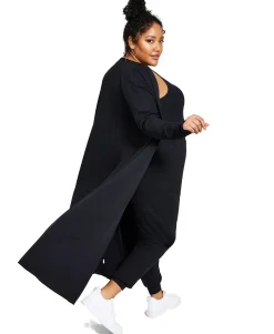 Women's Plus Petite Trendy Ribbed Knit Duster