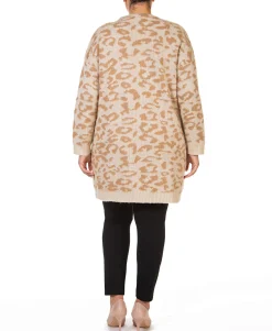 Women's Plus Printed Open-Front Cardigan Sweater